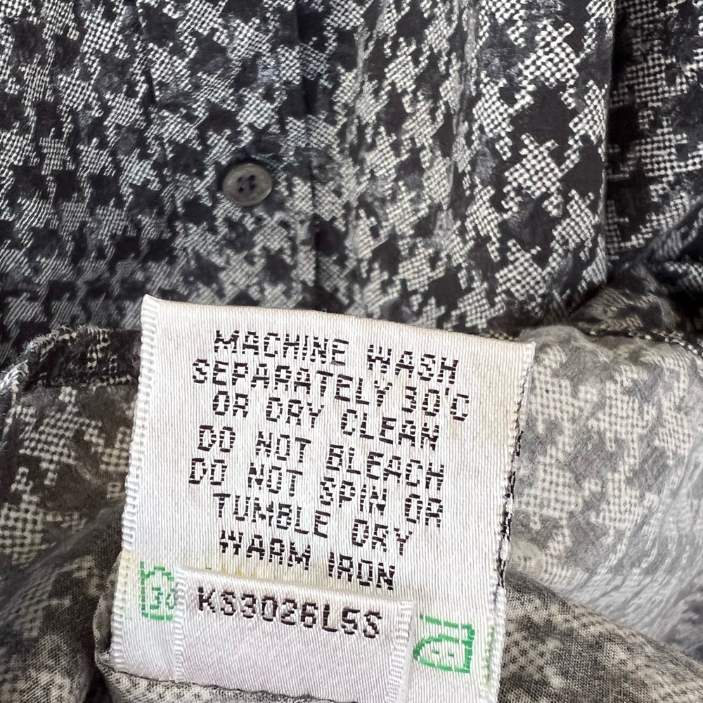 Bugatchi Shaped Fit Shirt Houndstooth Long Sleeve Button Down Large Black Gray - Picture 4 of 16